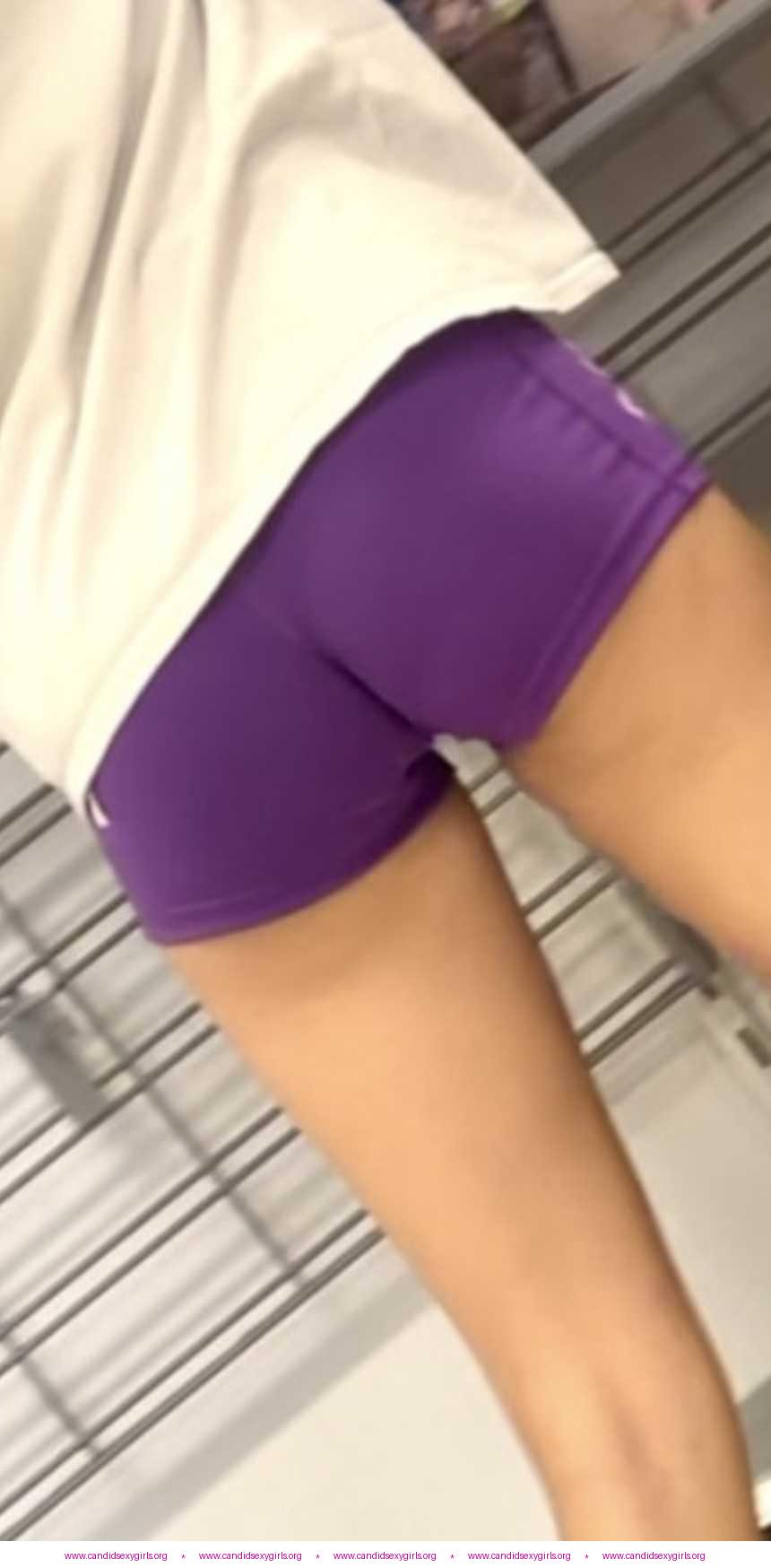 Skinny Teen Ass In Purple Shorts and Cameltoe