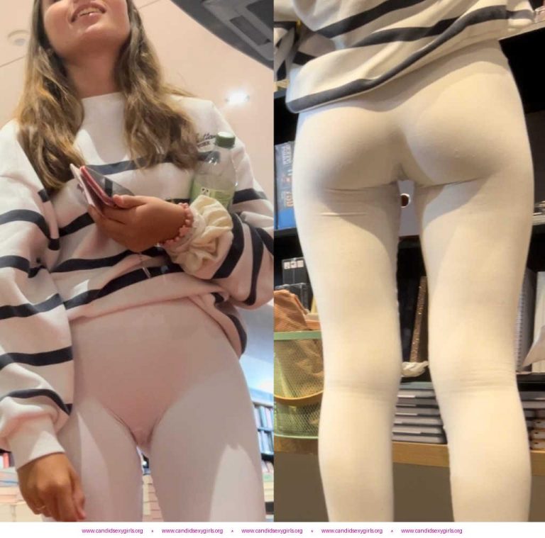 White Leggings Teen Cute Ass and Cameltoe