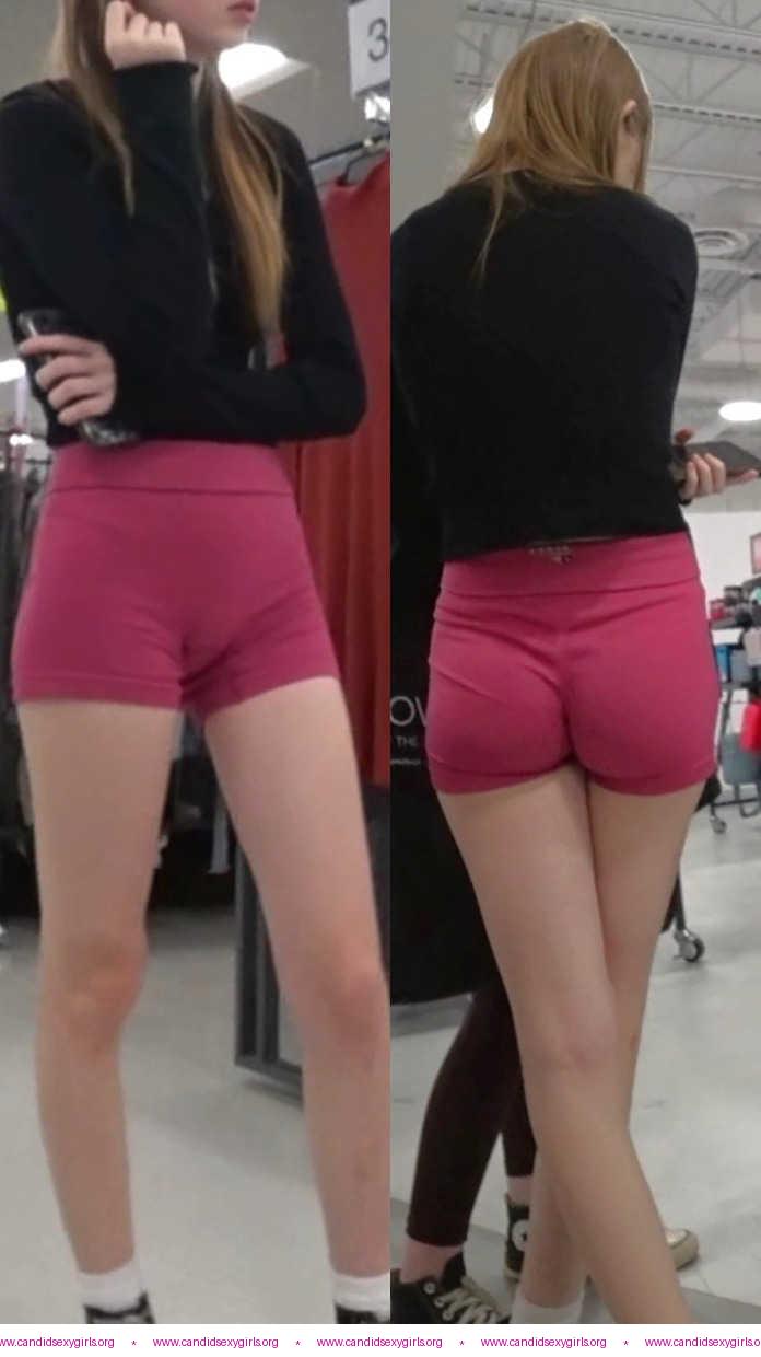 Young Tight Blonde Pink Shorts