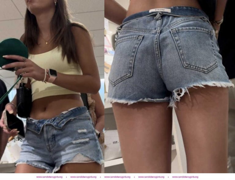 Cute Ass Brunette Teen In Shorts