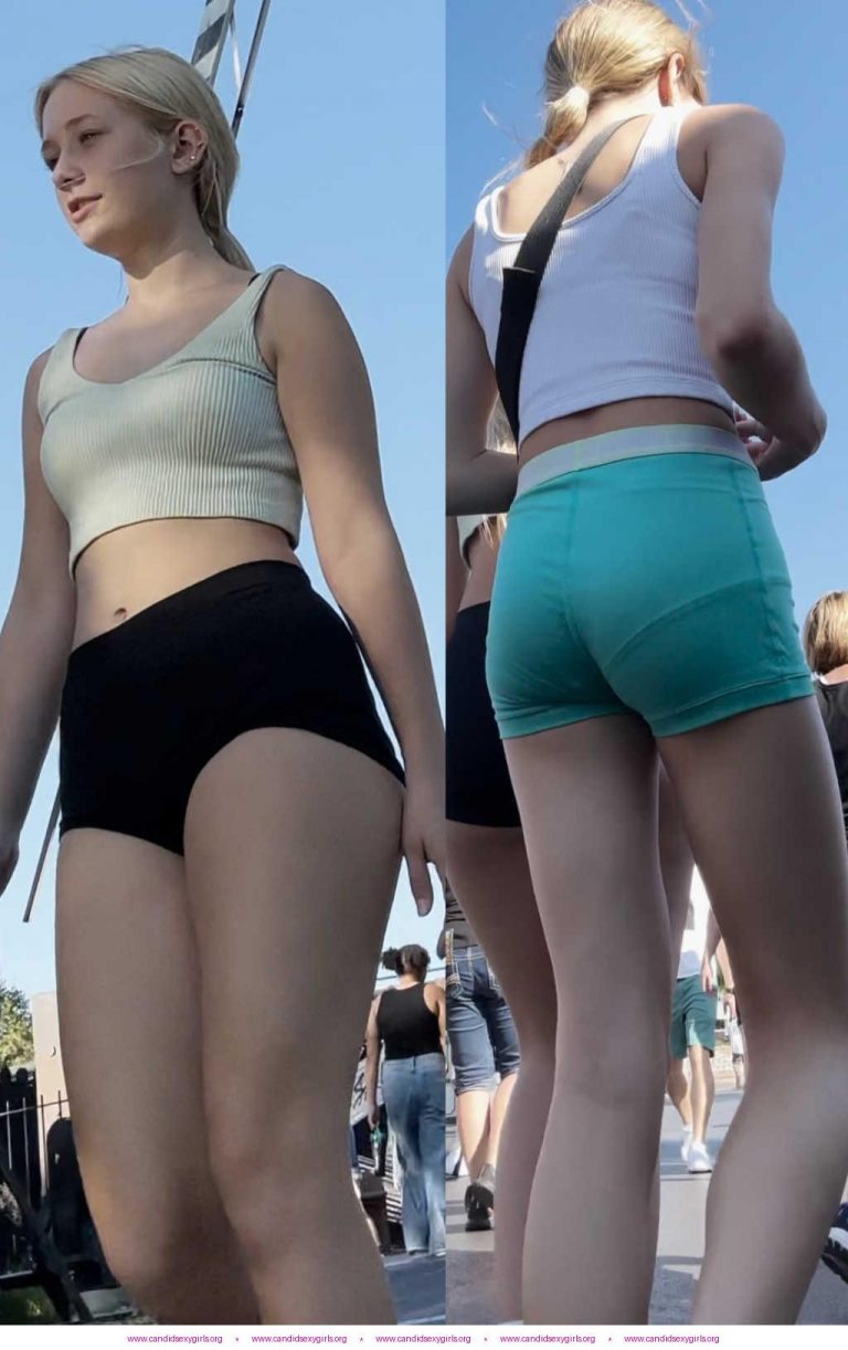 Skinny Teen Duo In Shorts