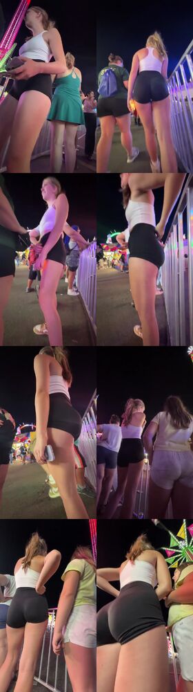 Tall Blonde Teen In Black Shorts Perfect Ass preview