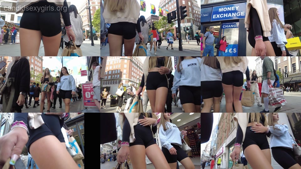 Sexy Body Blonde Teen In Black Shorts With Friend preview