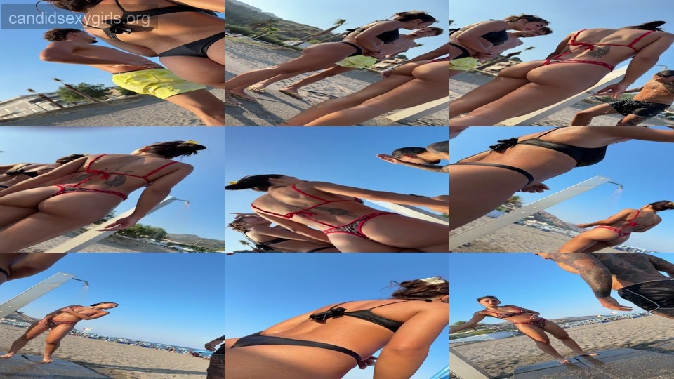 Slim Brunette Gorgeous Ass In Thong With Friend preview