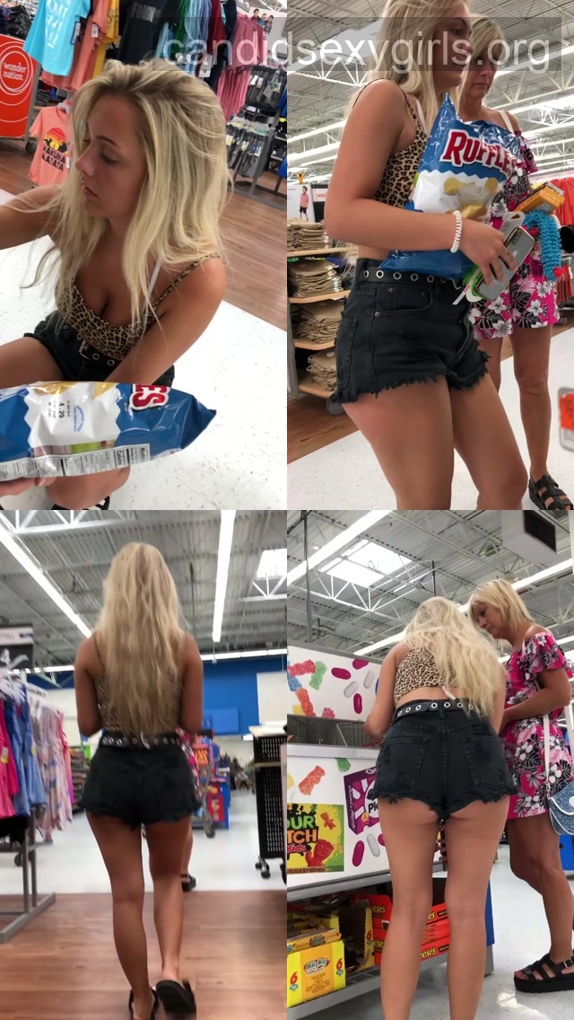 Attention Seeker Busty Blonde In Black Denim Shorts preview