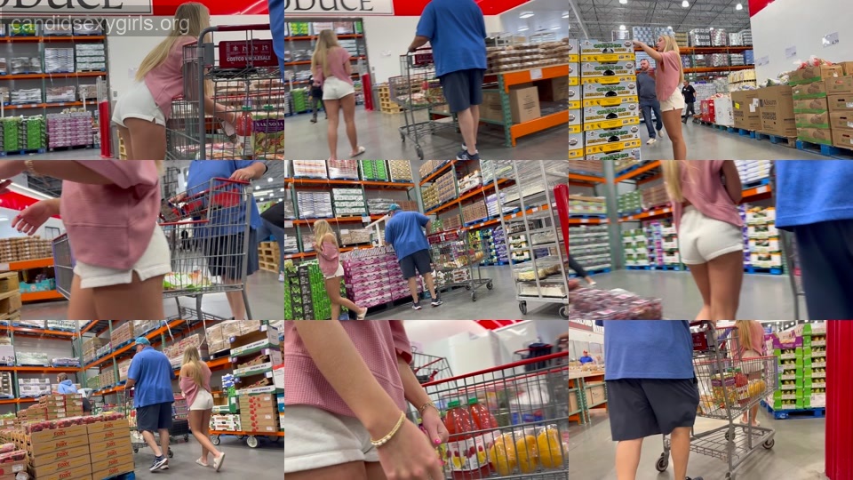 Blonde Teen In White Shorts Bending Over preview